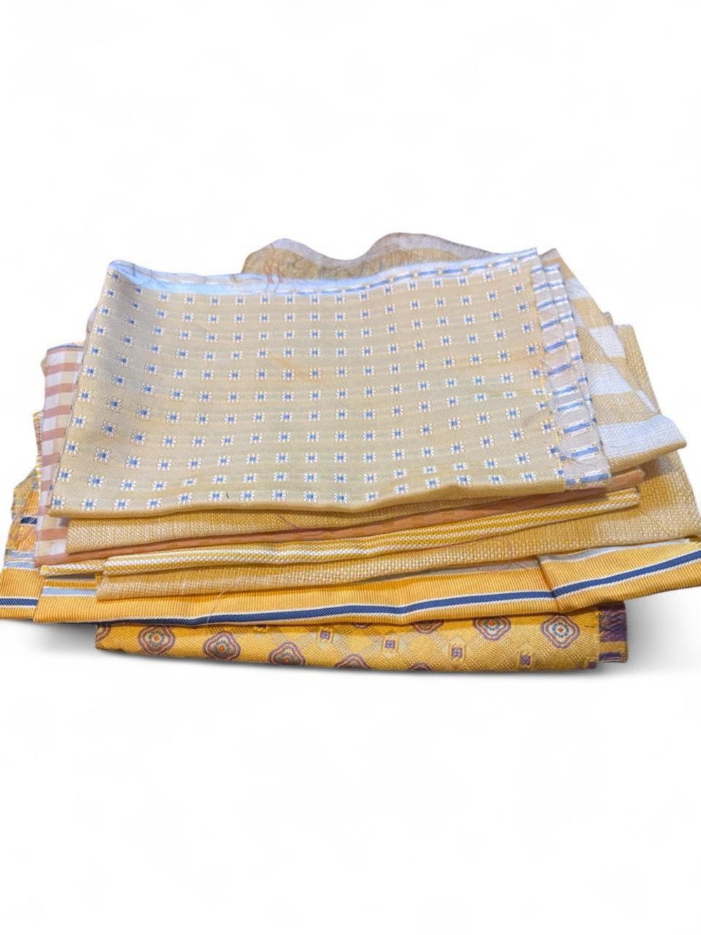 7pc bundle lot 5 silk 2 linen fabric remnants